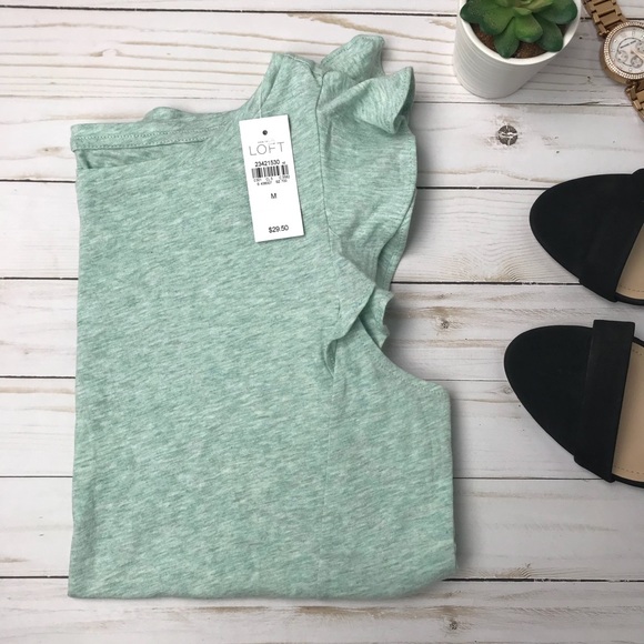 LOFT Tops - NWT Loft • Ruffle Sleeve Vintage Soft Tee
